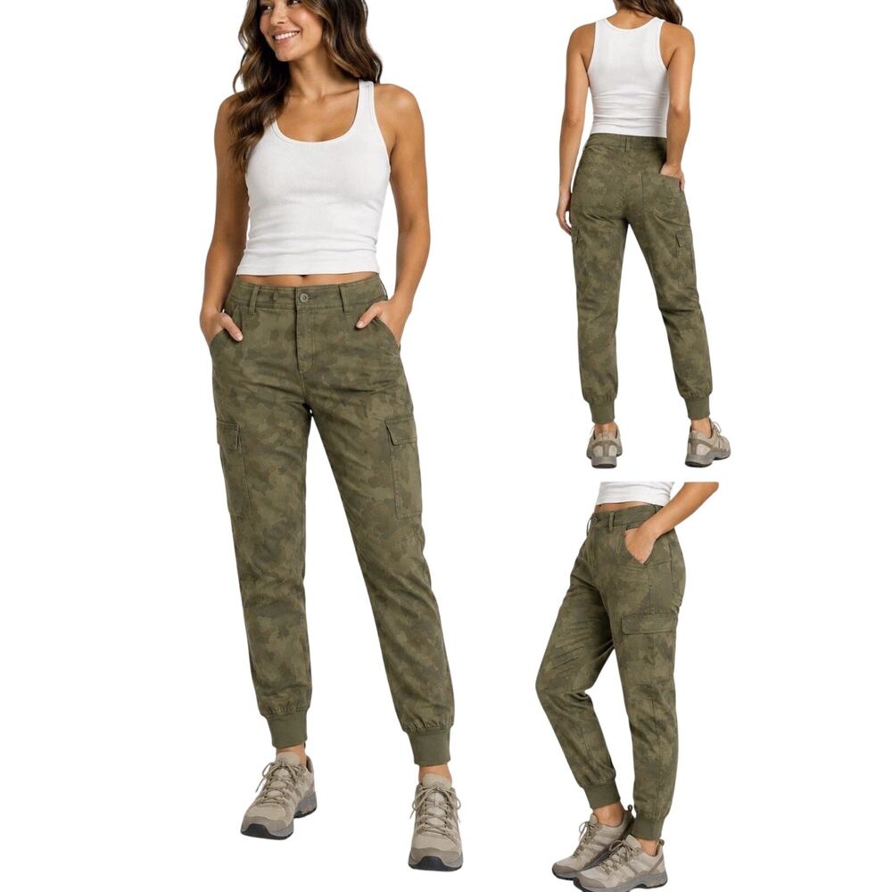 prAna Halle Jogger II Women’s Size 14 Sage Camo Cargo Pants Stretch Hiking NEW